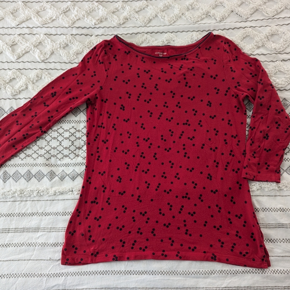 Lands End Polka Dot Blouse